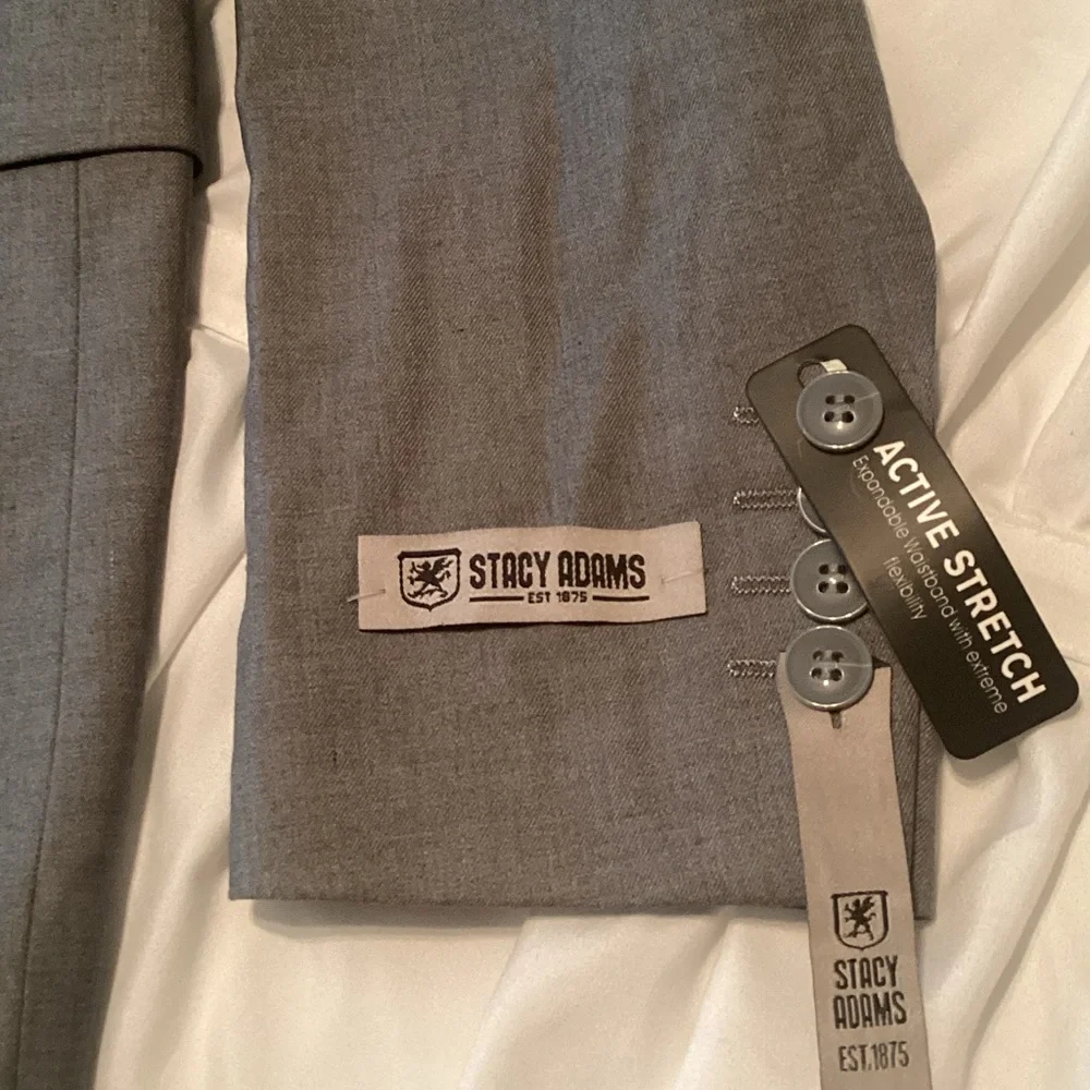 Stacy Adams Gray Blazer with Paisley Lining and Pocket Square